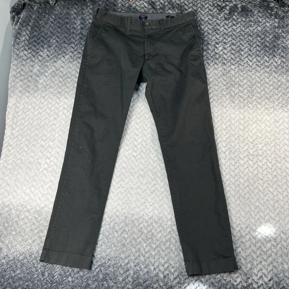 J. Crew Flex Slim Fit Chino Pants Mens 32x32 Green Stretch Casual Dress‎ Flat